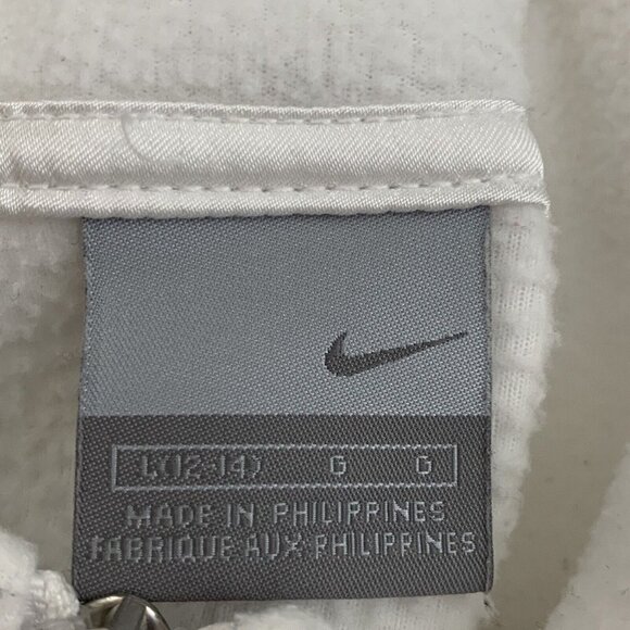Nike Size Large Fleece Sweatshirt White Zip Up Pockets Logo Spellout Womens - Picture 3 of 6